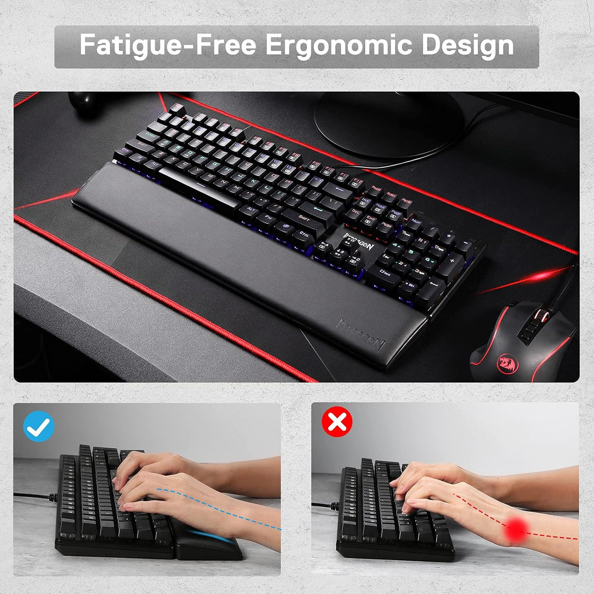 P036 Meteor M Computer Keyboard Wrist Rest Pad, Ergonomic Soft Memory Foam Wrist Support w/Anti-Slip Rubber Base, 80% 87 Keys TKL Size 14.13 x 2.87 in, 0.78 inch (20mm) Height, Black