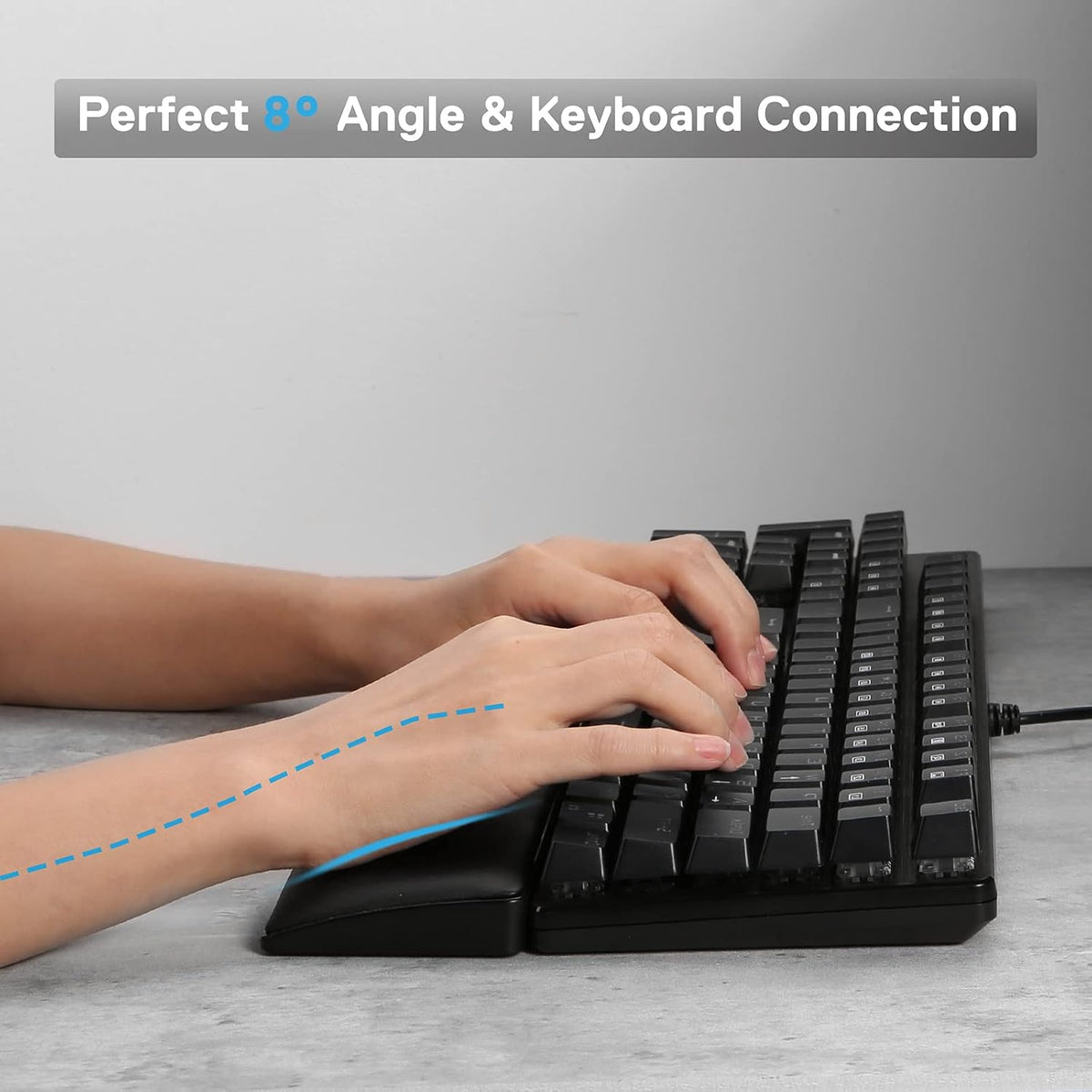 P036 Meteor M Computer Keyboard Wrist Rest Pad, Ergonomic Soft Memory Foam Wrist Support w/Anti-Slip Rubber Base, 80% 87 Keys TKL Size 14.13 x 2.87 in, 0.78 inch (20mm) Height, Black