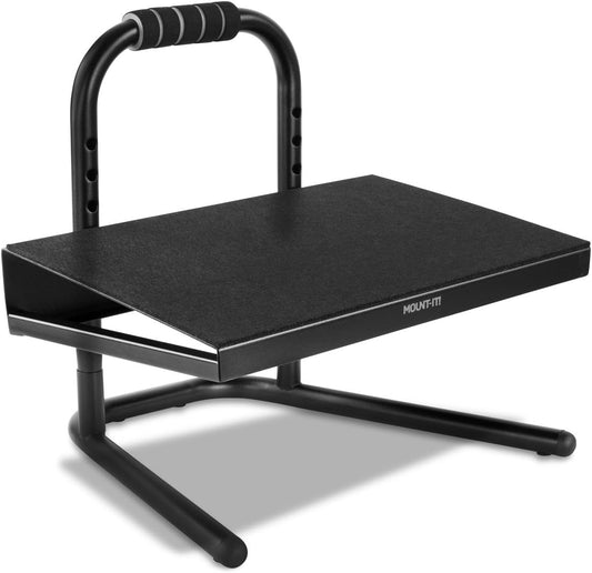 ! Height Adjustable Foot Rest for Standing and Sitting, Freestanding Under The Desk Footrest with Handle and Six Height Settings, Anti-Slip Padded Surface,Black
