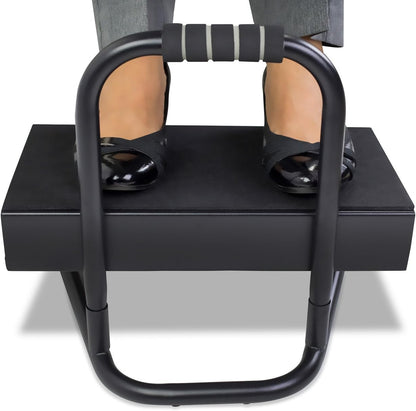 ! Height Adjustable Foot Rest for Standing and Sitting, Freestanding Under The Desk Footrest with Handle and Six Height Settings, Anti-Slip Padded Surface,Black