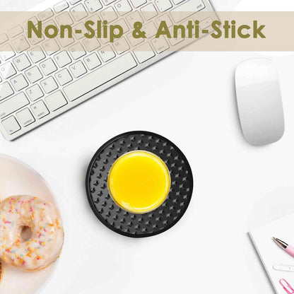 Silicone Coasters 6 Pack with Holder, Drink Coasters Set for Hot & Cold at Bar, Desk, Tabletop-Protection, Round Cup Mat Non-Slip for Any Cups, Thickened Non-Stick Deep Tray Coffee Table Decor,Black