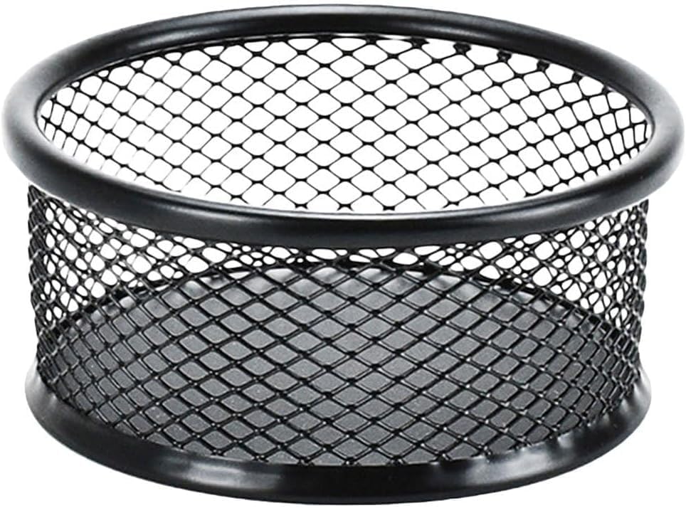 1 Pc Black Minimalist Metal Paper Clip Holder Mesh Paperclip Bowl Binder Clip Dispenser Desk Bobby Pin Container Organizer for Home Office Classroom School Desk Supplies Holders and Dispensers