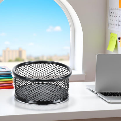 1 Pc Black Minimalist Metal Paper Clip Holder Mesh Paperclip Bowl Binder Clip Dispenser Desk Bobby Pin Container Organizer for Home Office Classroom School Desk Supplies Holders and Dispensers