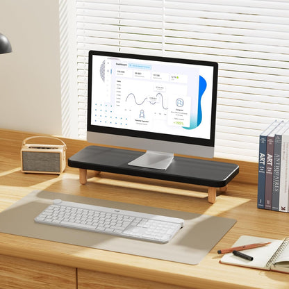 Monitor Stand Riser, 24 Inch Wood Desk Organizer with Monitor Stand & Storage Computer Monitor and Laptop Riser Multifunctional Laptop Stand Desk Organizer for Office Home Screen/Laptop/PC (Light Walnut)