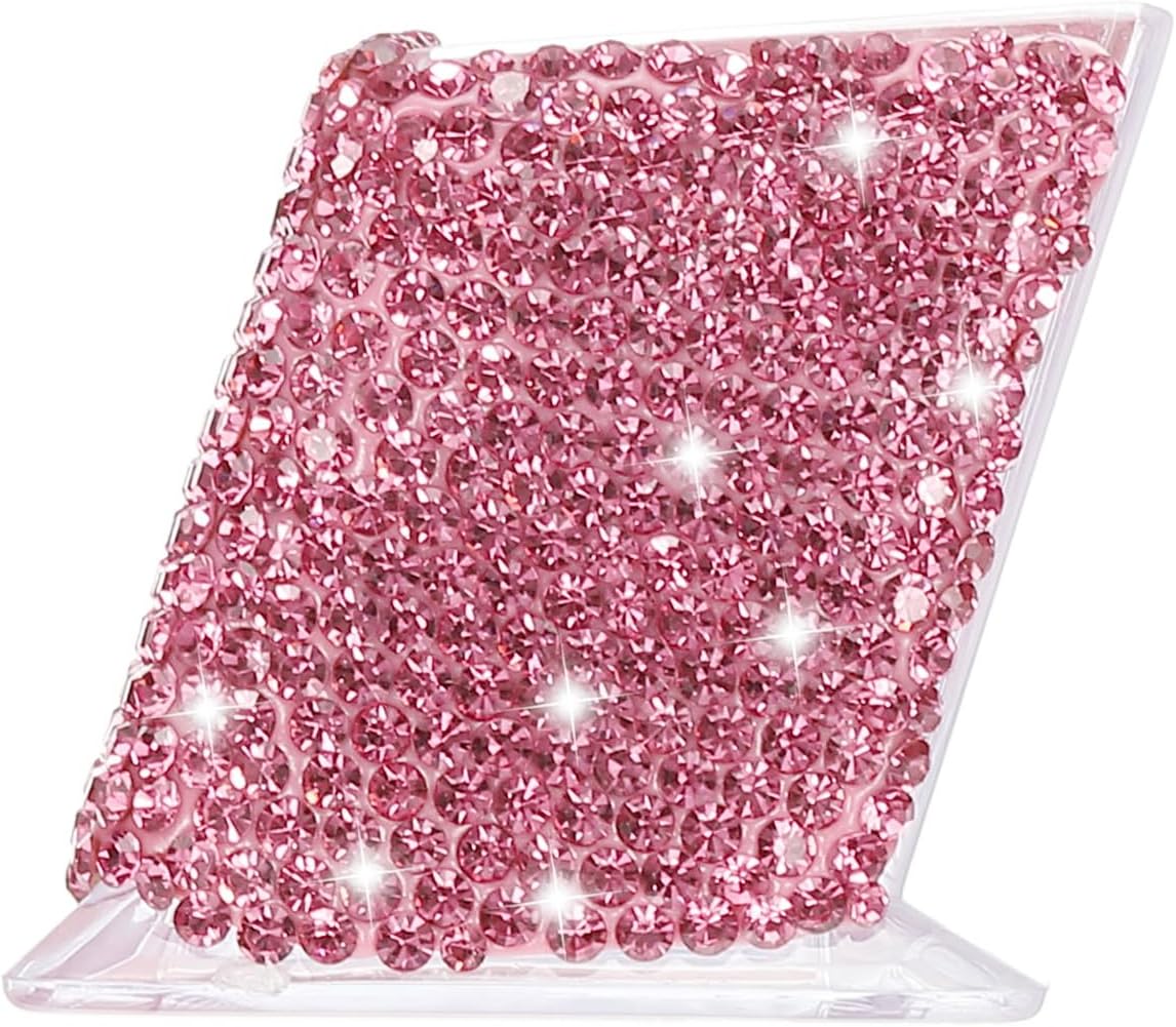 Rhinestone Business Card Holder, Crystal Business Card Holders Bling Business Card Organizer Display Stand for Desktop Desk Office Exhibition, Pink