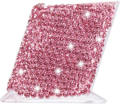 Rhinestone Business Card Holder, Crystal Business Card Holders Bling Business Card Organizer Display Stand for Desktop Desk Office Exhibition, Pink