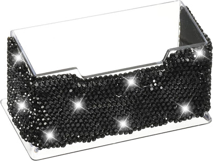 Rhinestone Business Card Holder, Crystal Business Card Holders Bling Business Card Organizer Display Stand for Desktop Desk Office Exhibition, Pink