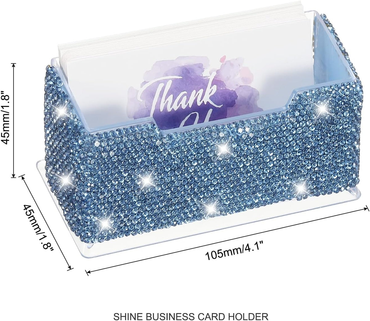 Rhinestone Business Card Holder, Crystal Business Card Holders Bling Business Card Organizer Display Stand for Desktop Desk Office Exhibition, Pink