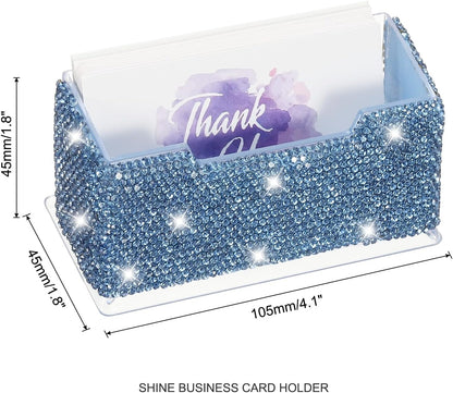 Rhinestone Business Card Holder, Crystal Business Card Holders Bling Business Card Organizer Display Stand for Desktop Desk Office Exhibition, Pink