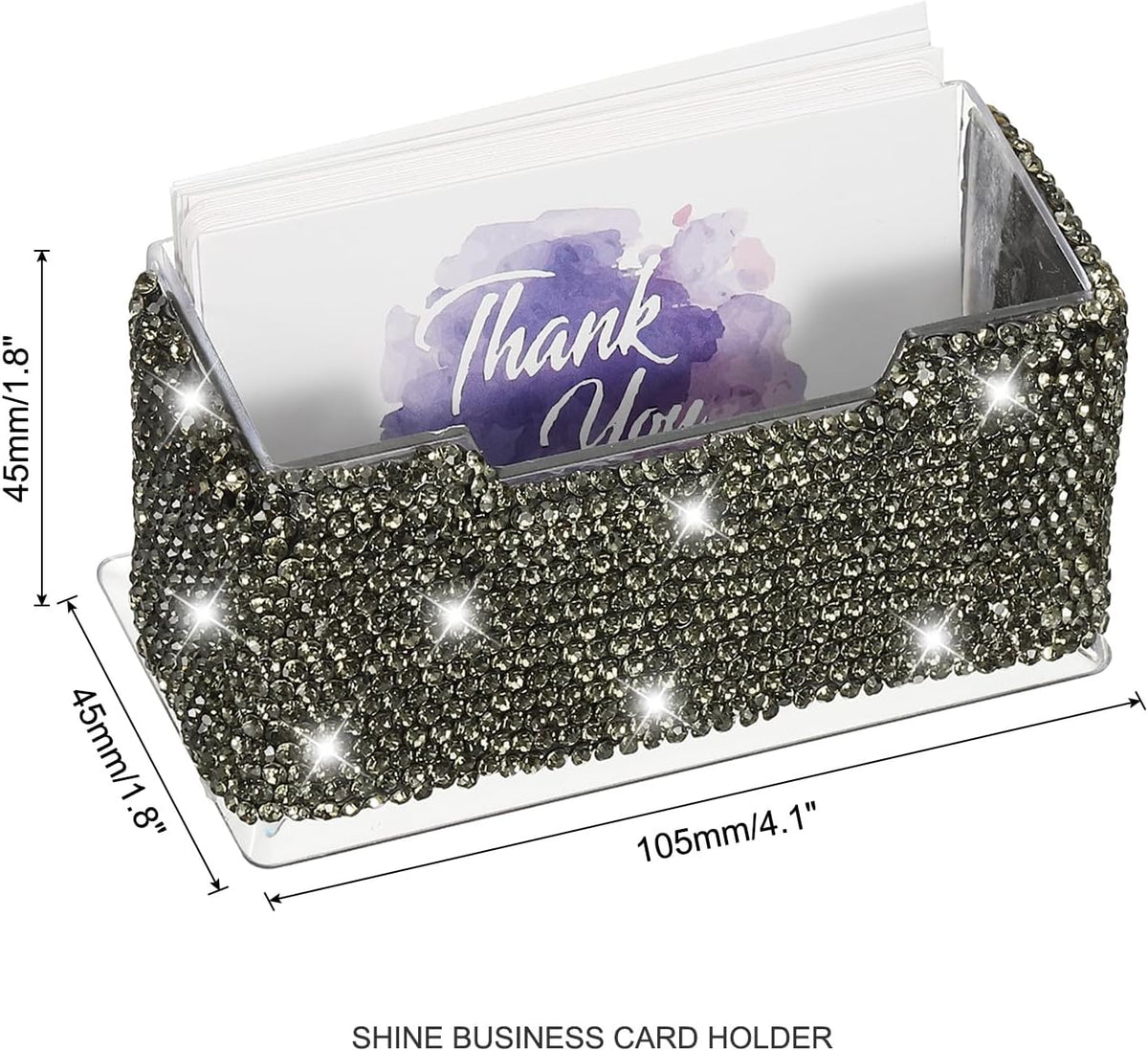 Rhinestone Business Card Holder, Crystal Business Card Holders Bling Business Card Organizer Display Stand for Desktop Desk Office Exhibition, Pink