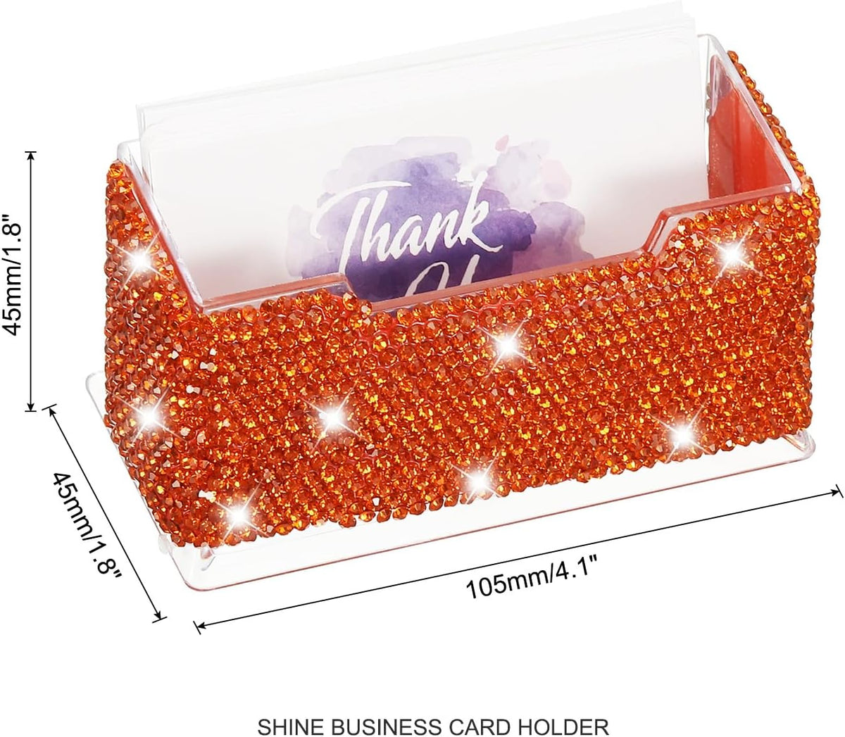 Rhinestone Business Card Holder, Crystal Business Card Holders Bling Business Card Organizer Display Stand for Desktop Desk Office Exhibition, Pink