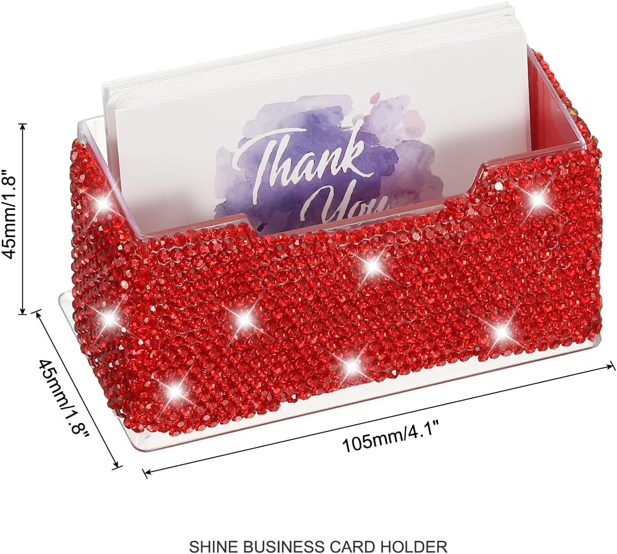 Rhinestone Business Card Holder, Crystal Business Card Holders Bling Business Card Organizer Display Stand for Desktop Desk Office Exhibition, Pink