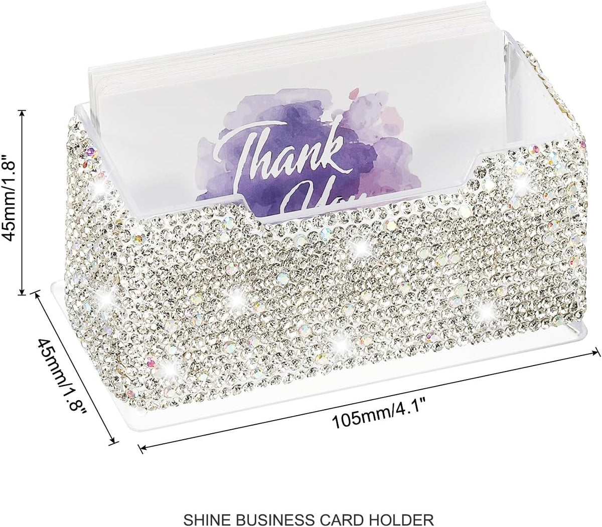 Rhinestone Business Card Holder, Crystal Business Card Holders Bling Business Card Organizer Display Stand for Desktop Desk Office Exhibition, Pink