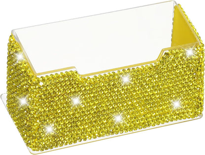 Rhinestone Business Card Holder, Crystal Business Card Holders Bling Business Card Organizer Display Stand for Desktop Desk Office Exhibition, Pink