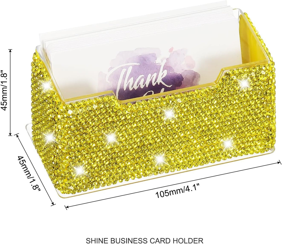 Rhinestone Business Card Holder, Crystal Business Card Holders Bling Business Card Organizer Display Stand for Desktop Desk Office Exhibition, Pink