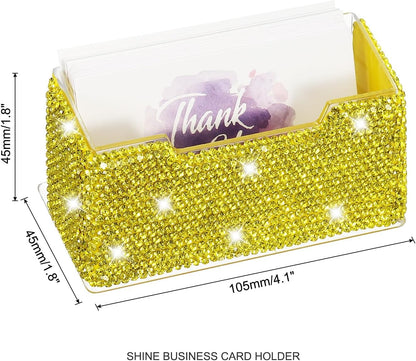 Rhinestone Business Card Holder, Crystal Business Card Holders Bling Business Card Organizer Display Stand for Desktop Desk Office Exhibition, Pink