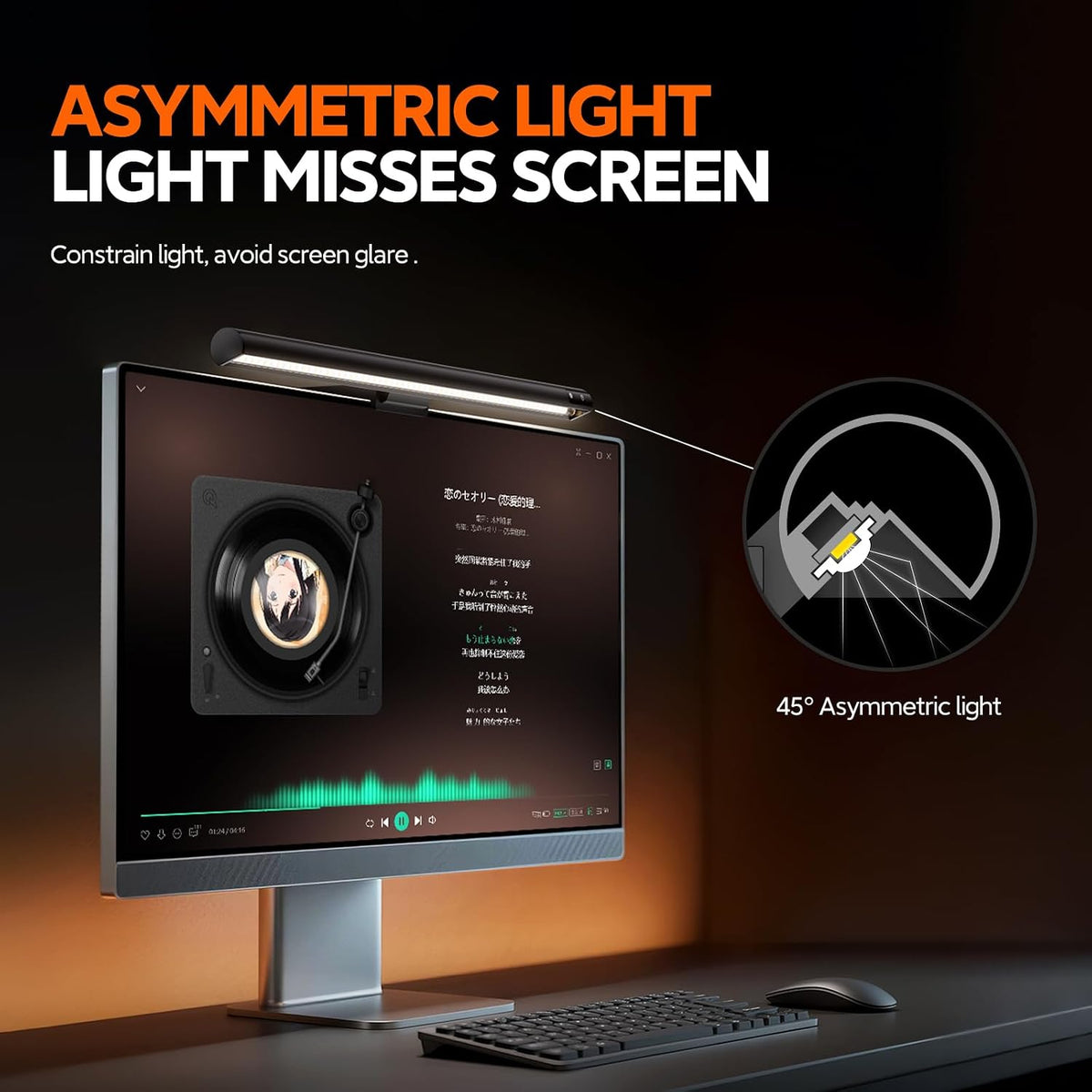 LYMAX Monitor Light Bar, Eye-Care USB Computer Lamp Dimmable Screen Light Bar, Fit for All Monitor with Wireless Controller, No Screen Glare, Space Saving for Home Office Desk Light