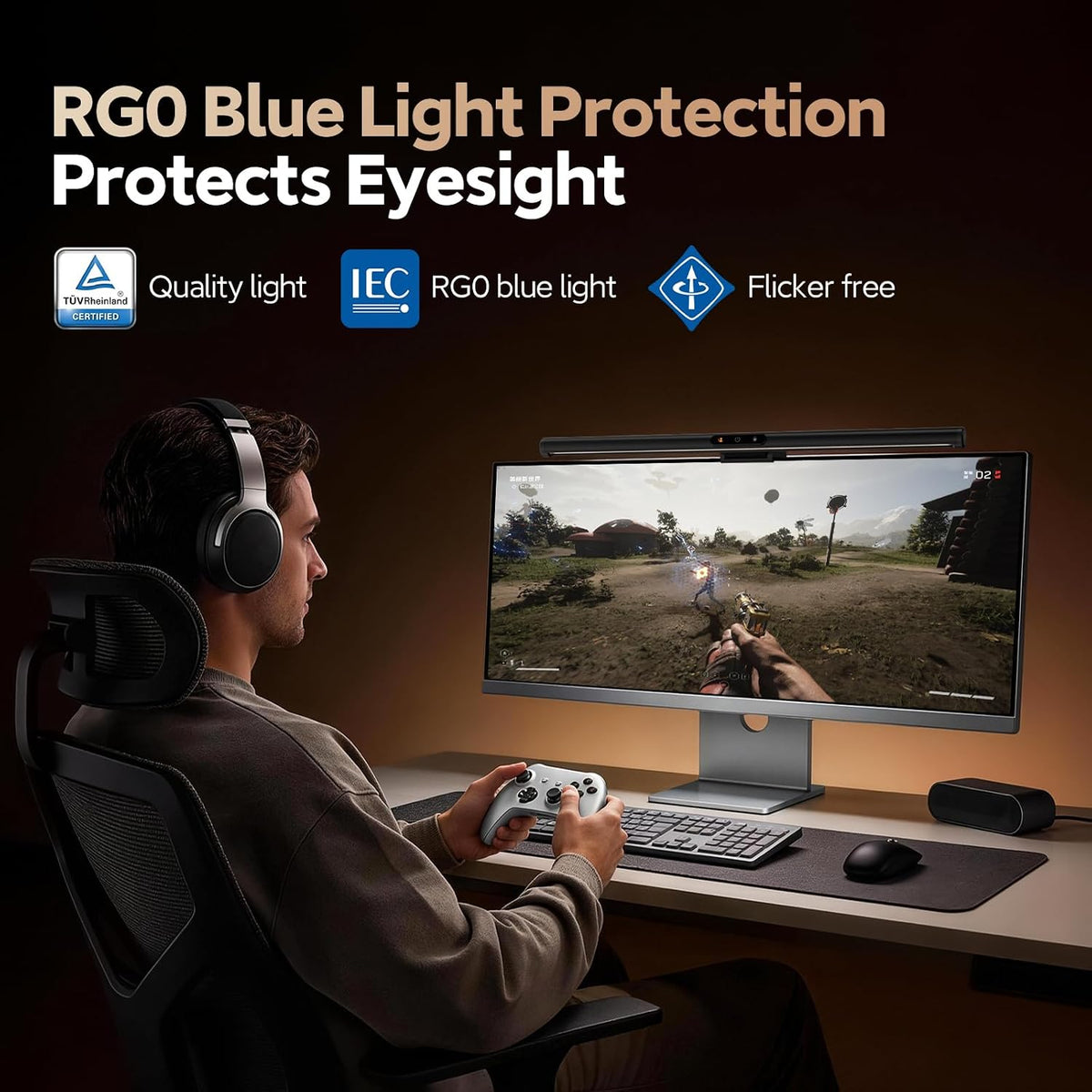 LYMAX Monitor Light Bar, Eye-Care USB Computer Lamp Dimmable Screen Light Bar, Fit for All Monitor with Wireless Controller, No Screen Glare, Space Saving for Home Office Desk Light