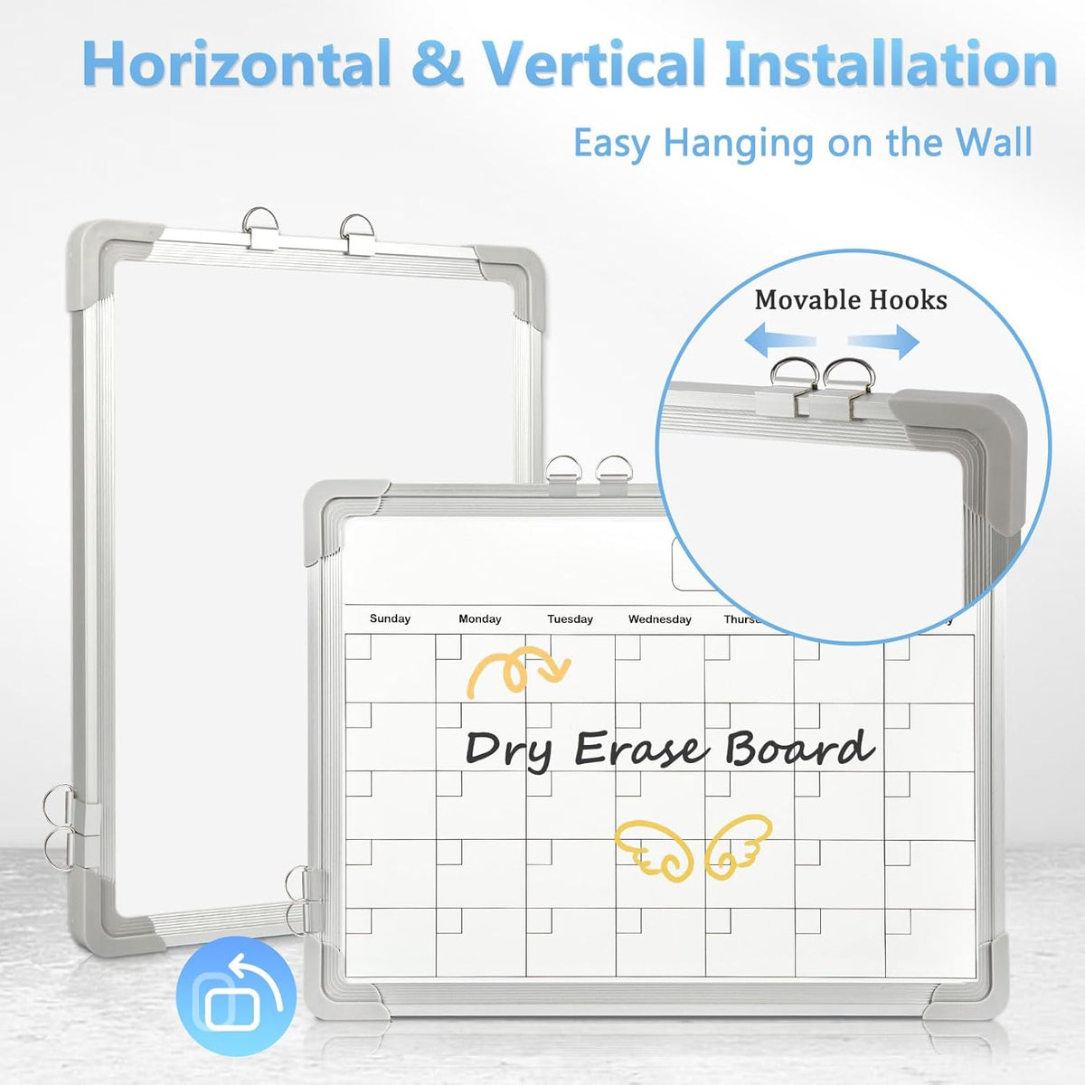 Double-Sided Magnetic Whiteboard Calendar for Wall, 16" x 12"