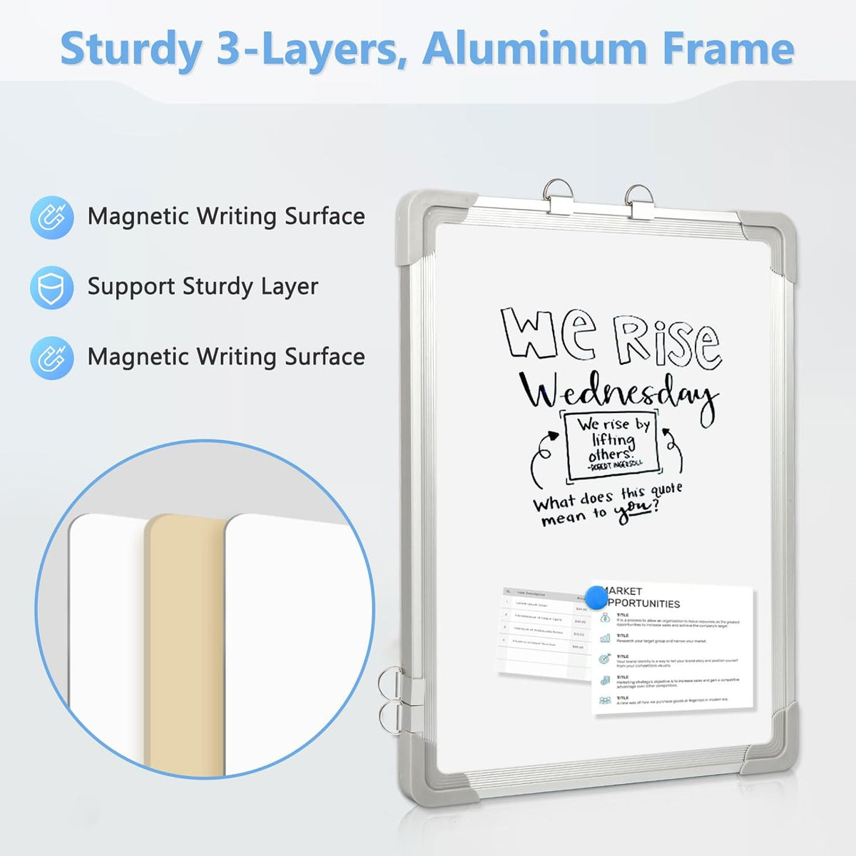 Double-Sided Magnetic Whiteboard Calendar for Wall, 16" x 12"