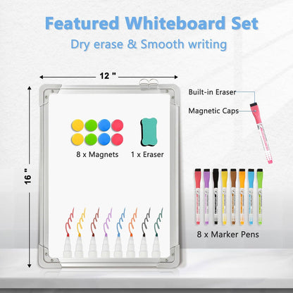 Double-Sided Magnetic Whiteboard Calendar for Wall, 16" x 12"
