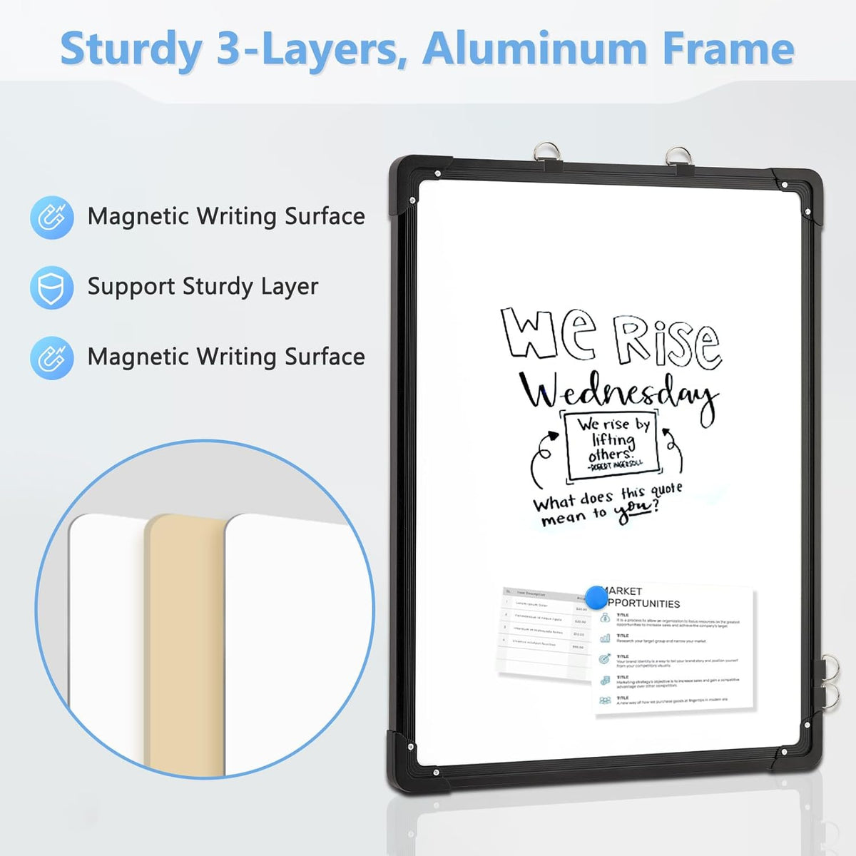 Double-Sided Magnetic Whiteboard Calendar for Wall, 16" x 12"