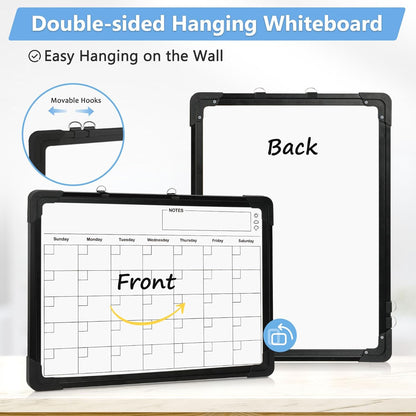 Double-Sided Magnetic Whiteboard Calendar for Wall, 16" x 12"