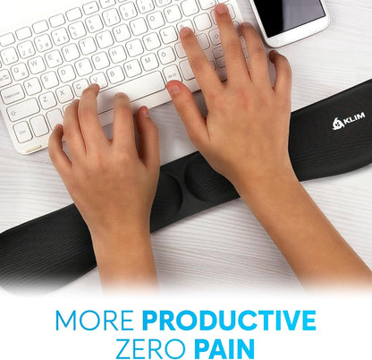 KLIM Mouse & Keyboard Wrist Rest Set - Silky Gel Memory Foam - Ergonomic Wrist Rest for Computer Keyboard, Wrist Pad for Keyboard + Wrist Rest for Mouse Gaming and Office - Pain Relief - Light Blue