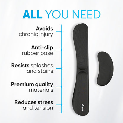 KLIM Mouse & Keyboard Wrist Rest Set - Silky Gel Memory Foam - Ergonomic Wrist Rest for Computer Keyboard, Wrist Pad for Keyboard + Wrist Rest for Mouse Gaming and Office - Pain Relief - Light Blue