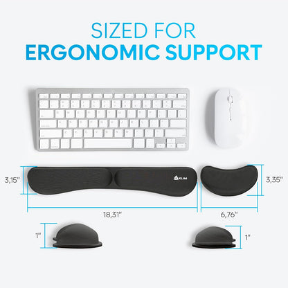 KLIM Mouse & Keyboard Wrist Rest Set - Silky Gel Memory Foam - Ergonomic Wrist Rest for Computer Keyboard, Wrist Pad for Keyboard + Wrist Rest for Mouse Gaming and Office - Pain Relief - Light Blue