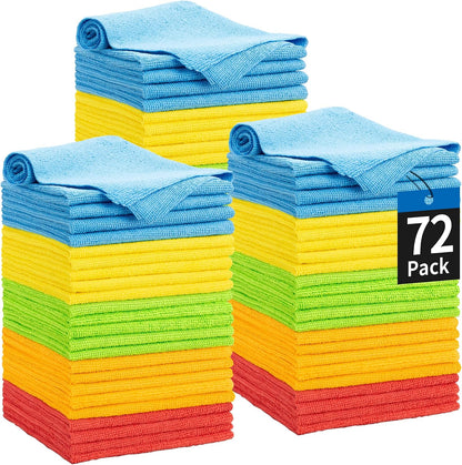 Microfiber Cleaning Cloth, Cleaning Rags Microfiber Towel Bulk Absorbent Lint-Free Wash Cloths, All-Purpose Shop Towels for Cars, Automotive, Garage, Home & Kitchen 11.5"*11.5"