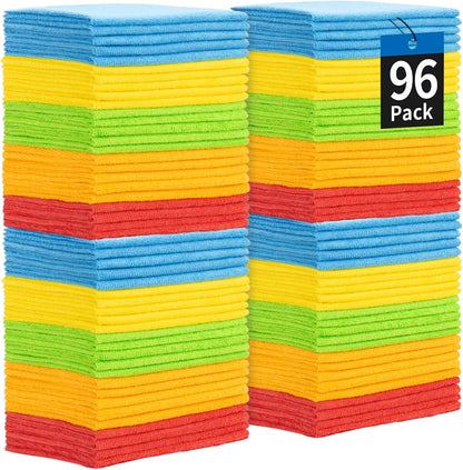 Microfiber Cleaning Cloth, Cleaning Rags Microfiber Towel Bulk Absorbent Lint-Free Wash Cloths, All-Purpose Shop Towels for Cars, Automotive, Garage, Home & Kitchen 11.5"*11.5"