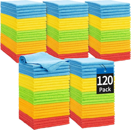 Microfiber Cleaning Cloth, Cleaning Rags Microfiber Towel Bulk Absorbent Lint-Free Wash Cloths, All-Purpose Shop Towels for Cars, Automotive, Garage, Home & Kitchen 11.5"*11.5"