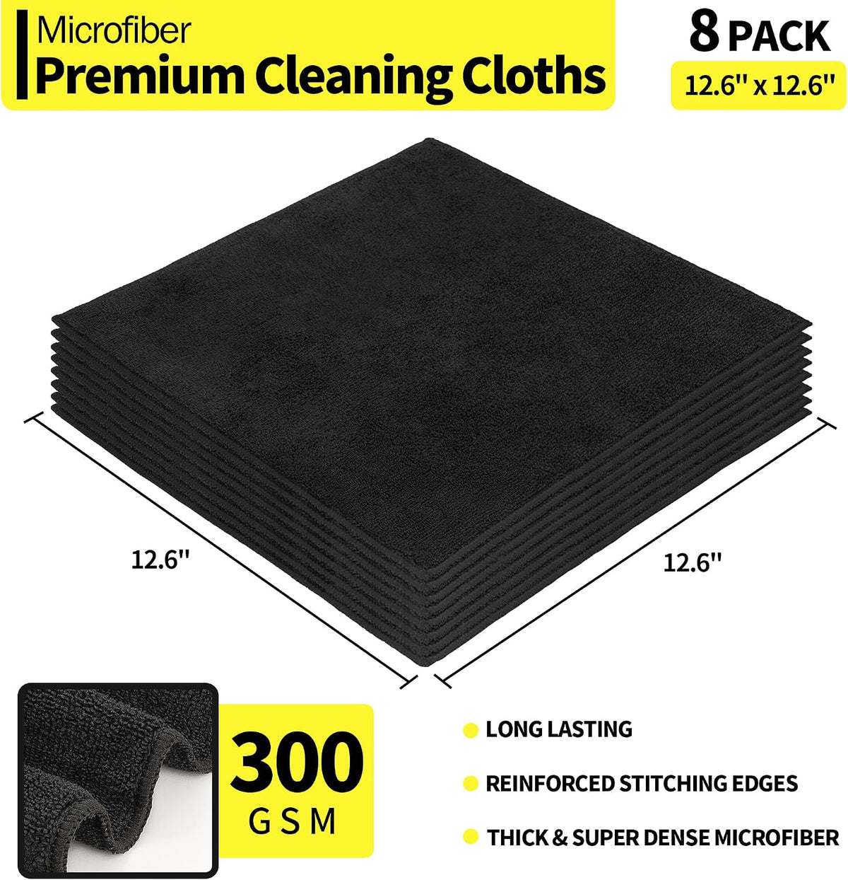 Microfiber Cleaning Cloth, Cleaning Rags Microfiber Towel Bulk Absorbent Lint-Free Wash Cloths, All-Purpose Shop Towels for Cars, Automotive, Garage, Home & Kitchen 11.5"*11.5"