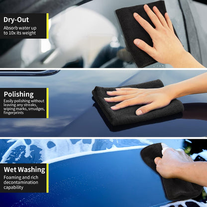 Microfiber Cleaning Cloth, Cleaning Rags Microfiber Towel Bulk Absorbent Lint-Free Wash Cloths, All-Purpose Shop Towels for Cars, Automotive, Garage, Home & Kitchen 11.5"*11.5"