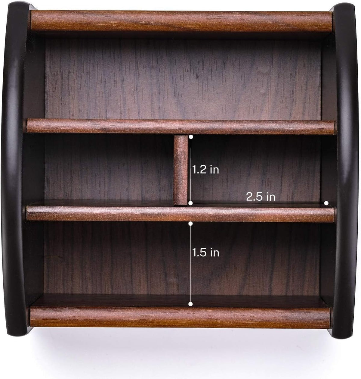 Remote Control Holder Caddy, Wooden Desk Organizer, 4 Compartments