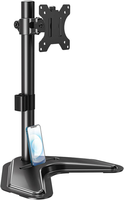 Dual Monitor Stand - Freestanding & Height Adjustable Monitor Desk Mount, Steady VESA Mount Holds Max 17.6 lbs, Computer Monitor Stand for 2 Screens up to 27 inches, For Home Office