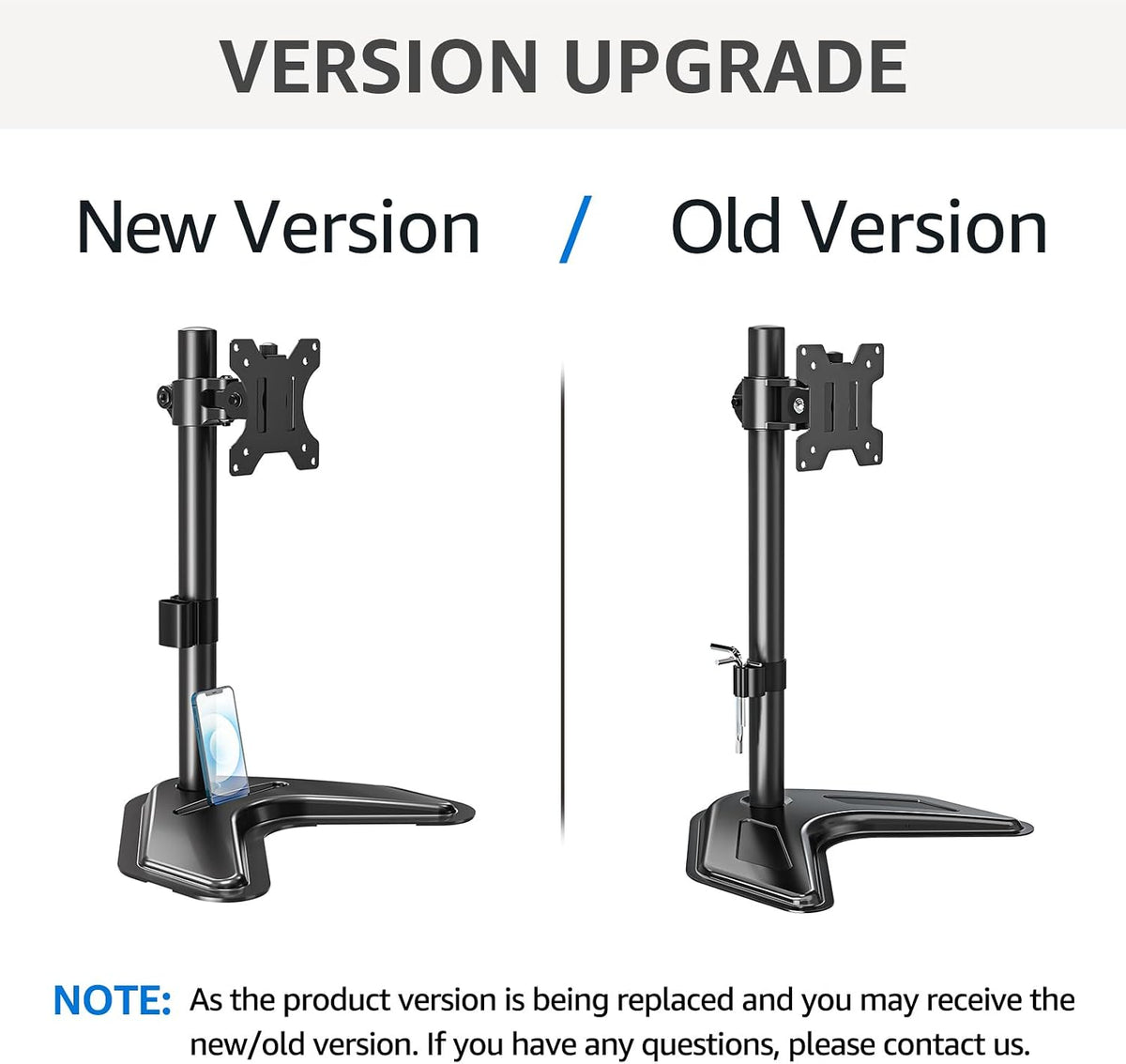 Dual Monitor Stand - Freestanding & Height Adjustable Monitor Desk Mount, Steady VESA Mount Holds Max 17.6 lbs, Computer Monitor Stand for 2 Screens up to 27 inches, For Home Office