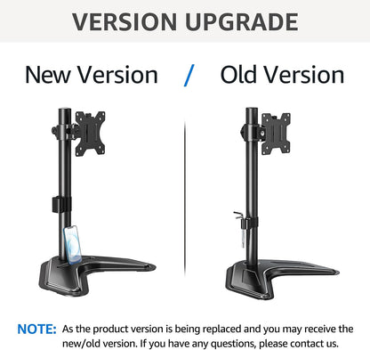 Dual Monitor Stand - Freestanding & Height Adjustable Monitor Desk Mount, Steady VESA Mount Holds Max 17.6 lbs, Computer Monitor Stand for 2 Screens up to 27 inches, For Home Office