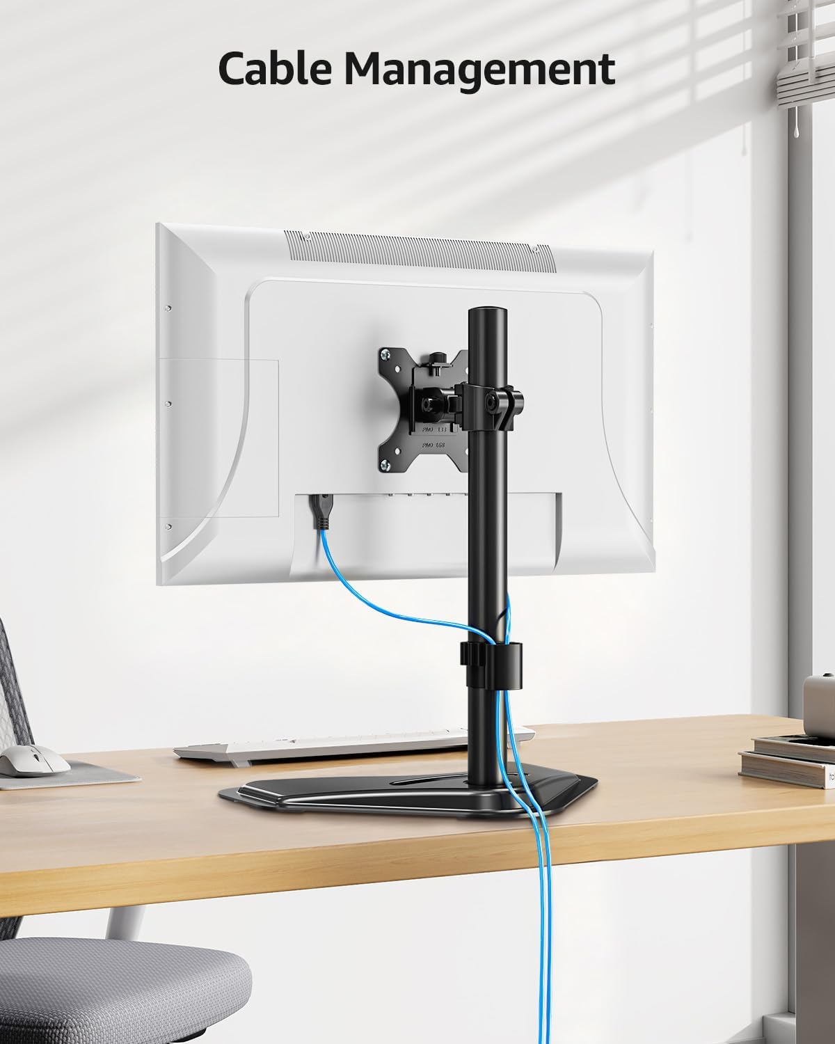 Dual Monitor Stand - Freestanding & Height Adjustable Monitor Desk Mount, Steady VESA Mount Holds Max 17.6 lbs, Computer Monitor Stand for 2 Screens up to 27 inches, For Home Office