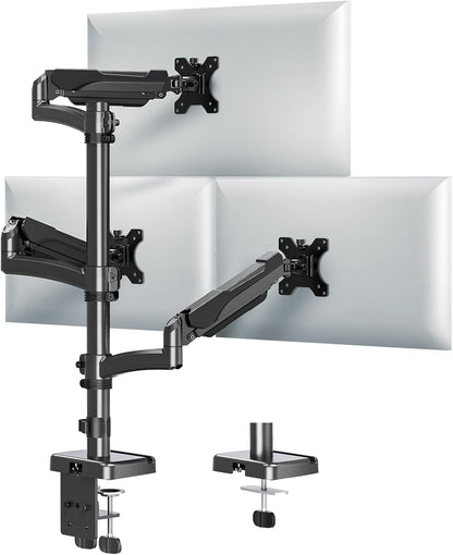 Dual Monitor Stand - Freestanding & Height Adjustable Monitor Desk Mount, Steady VESA Mount Holds Max 17.6 lbs, Computer Monitor Stand for 2 Screens up to 27 inches, For Home Office