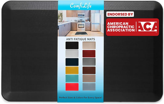 Anti Fatigue Floor Mat – 3/4 Inch Thick Kitchen Mats for Floor, Standing Desk Mat, Kitchen Rug – Comfort at Home, Office – Durable – Stain Resistant – Non-Slip Bottom (20" x 32", Black)