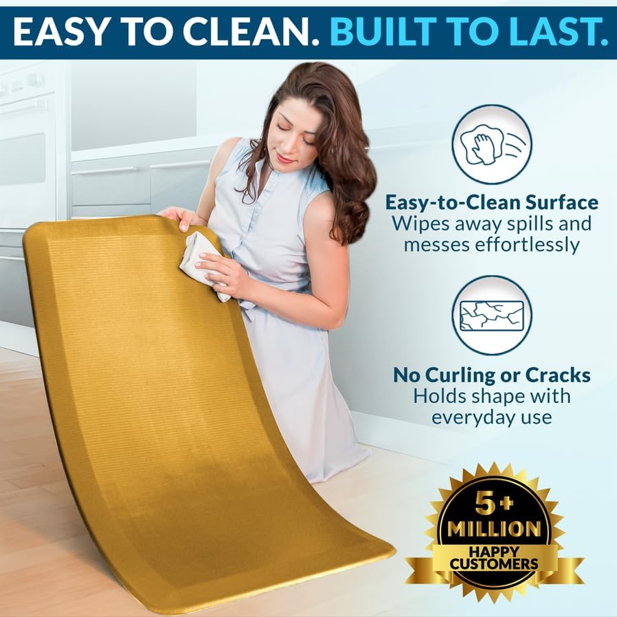 Anti Fatigue Floor Mat – 3/4 Inch Thick Kitchen Mats for Floor, Standing Desk Mat, Kitchen Rug – Comfort at Home, Office – Durable – Stain Resistant – Non-Slip Bottom (20" x 32", Black)