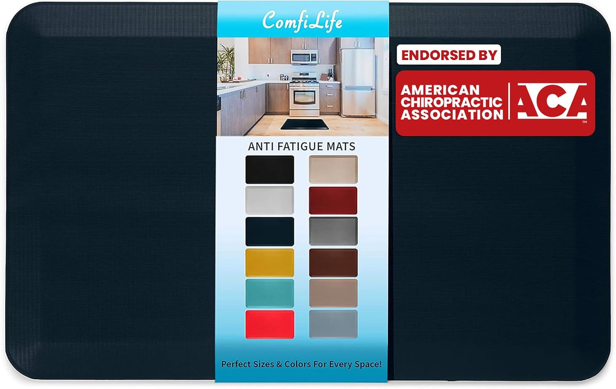 Anti Fatigue Floor Mat – 3/4 Inch Thick Kitchen Mats for Floor, Standing Desk Mat, Kitchen Rug – Comfort at Home, Office – Durable – Stain Resistant – Non-Slip Bottom (20" x 32", Black)