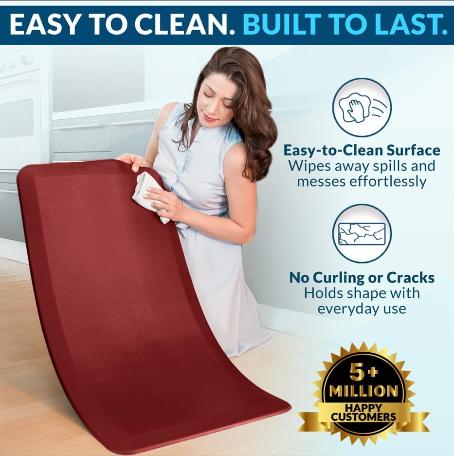 Anti Fatigue Floor Mat – 3/4 Inch Thick Kitchen Mats for Floor, Standing Desk Mat, Kitchen Rug – Comfort at Home, Office – Durable – Stain Resistant – Non-Slip Bottom (20" x 32", Black)