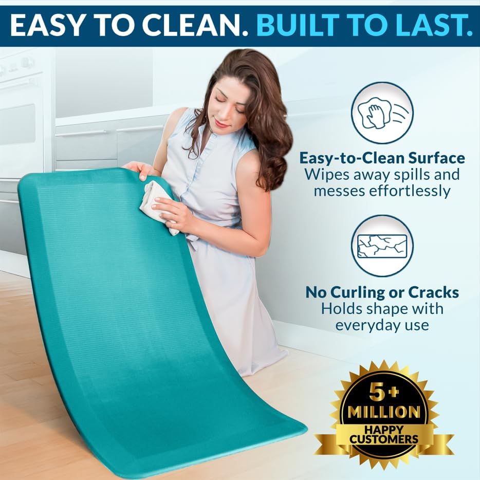 Anti Fatigue Floor Mat – 3/4 Inch Thick Kitchen Mats for Floor, Standing Desk Mat, Kitchen Rug – Comfort at Home, Office – Durable – Stain Resistant – Non-Slip Bottom (20" x 32", Black)