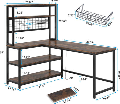 55" Computer Desk Large Office Desk Study Table (Brown)