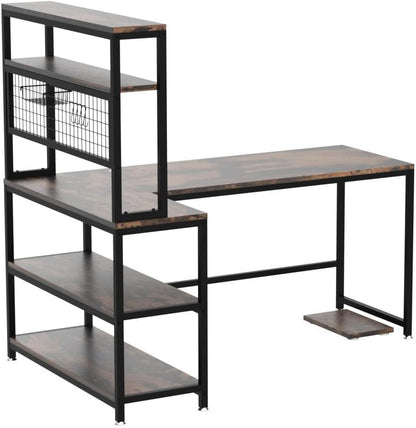 55" Computer Desk Large Office Desk Study Table (Brown)