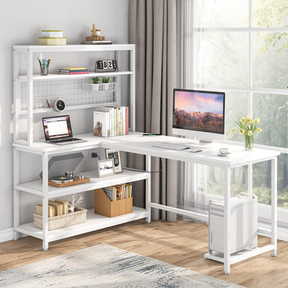 55" Computer Desk Large Office Desk Study Table (Brown)
