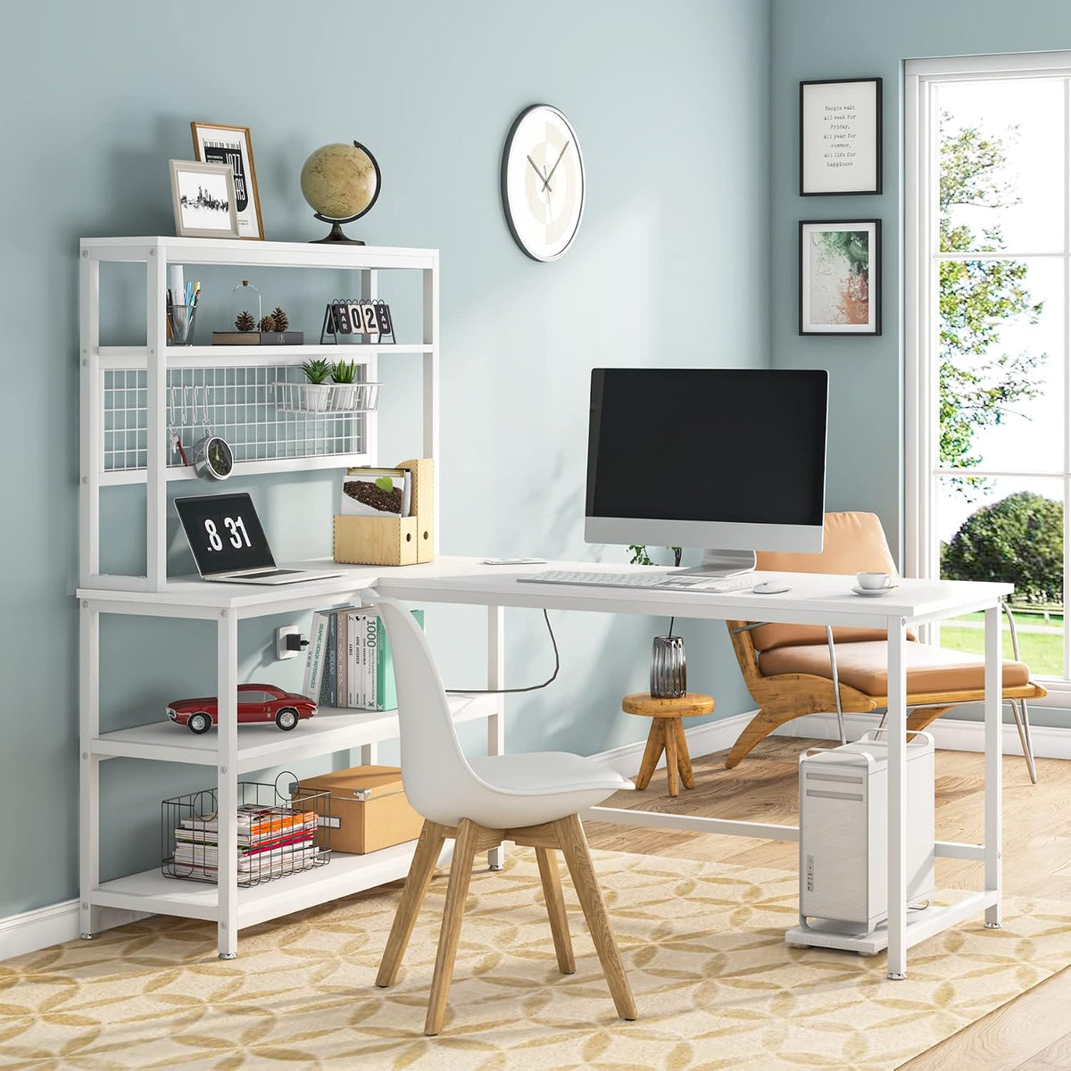 55" Computer Desk Large Office Desk Study Table (Brown)
